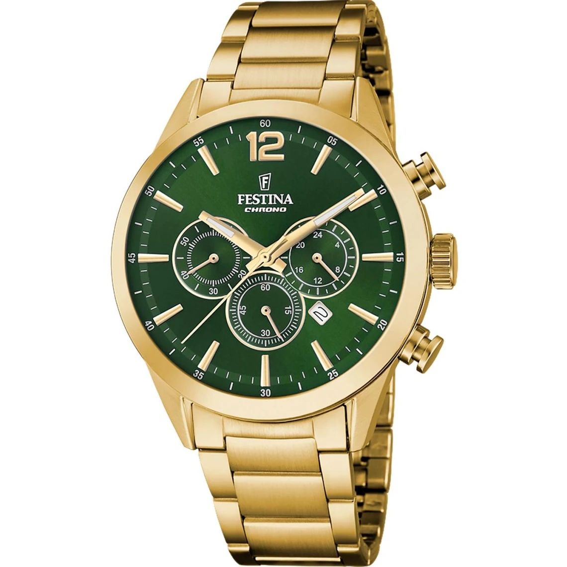 Orologio Uomo Festina Acciaio Dorato Quarzo Cronografo Verde F20633/5